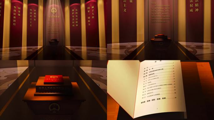 红色展厅宪法宣誓台翻书动画3D展示