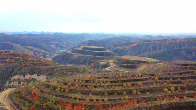 陕北米脂黄土高原沟壑纵横