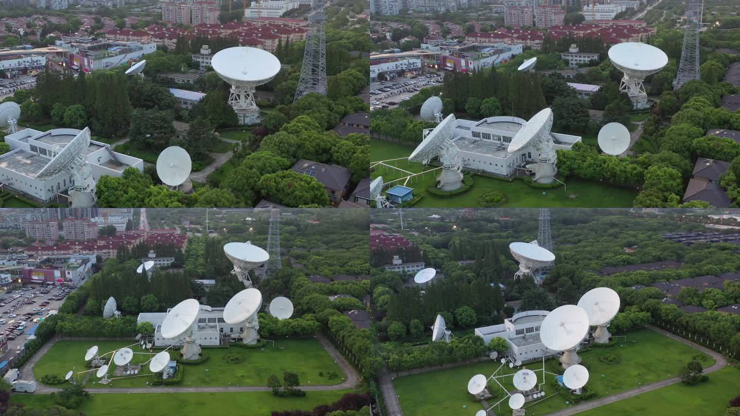 4K原素材-航拍上海电信应急通信卫星通信