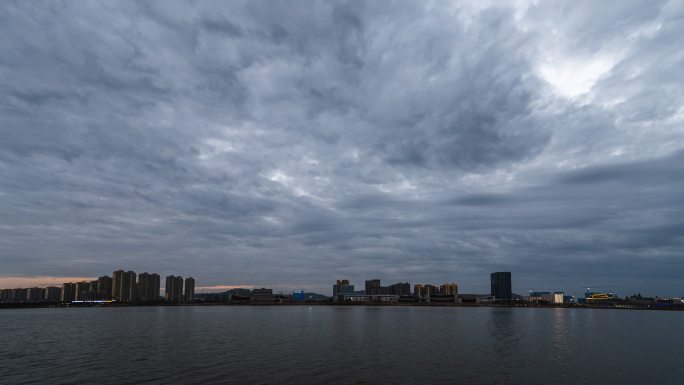 台州玉环新城经济开发高楼CBD日转夜延时