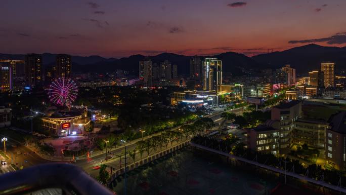 台州玉环市大酒店公园摩天轮日转夜景延时