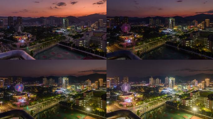 台州玉环市大酒店公园摩天轮日转夜景延时