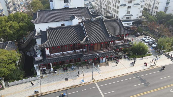 航拍 昆山 奥灶面 店铺 古风 建筑