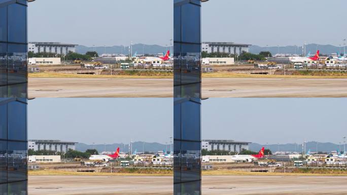 机场飞机驶过视频4K