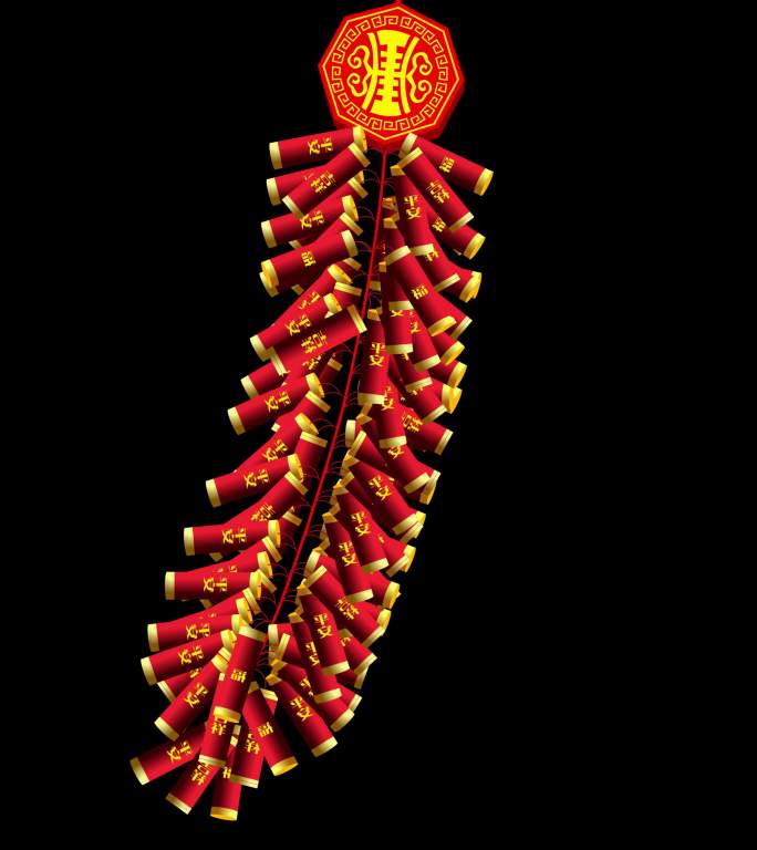 手绘新年鞭炮通道素材