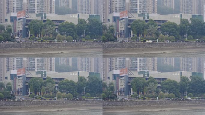 4k长沙浏阳市浏阳河边建筑