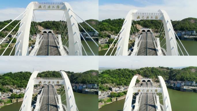 台州玉环市漩门湾大桥月亮桥大桥建筑航拍