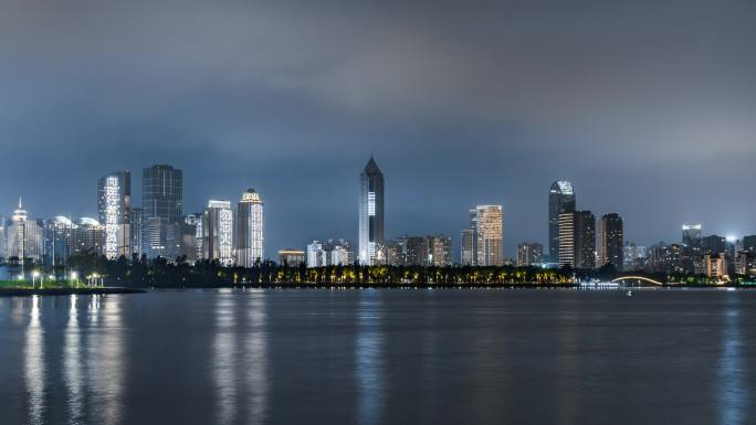 海南海口城市夜景延时4K