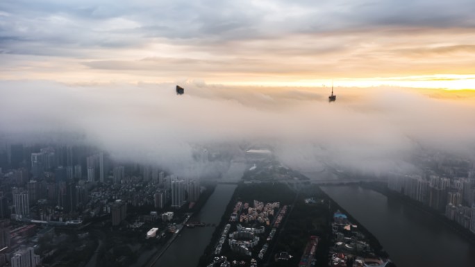 【4K可商用】广州云海，天空之城（一）