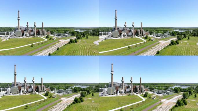 美国密苏里州中西部退役燃煤和丙烷发电厂4k无人机视频