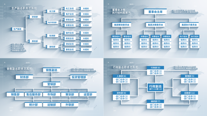 【无插件】简洁（5款）组织架构结构图