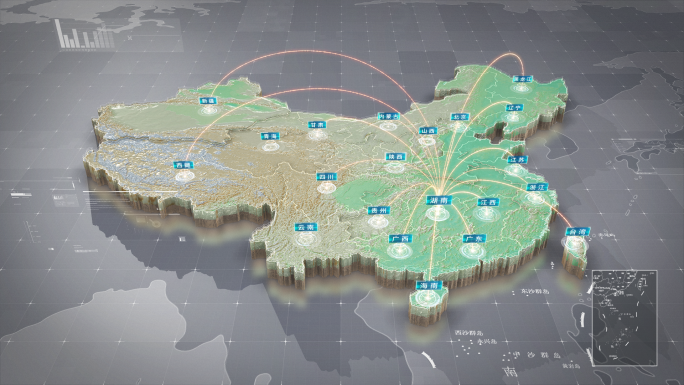 真实凹凸3D中国地图辐射