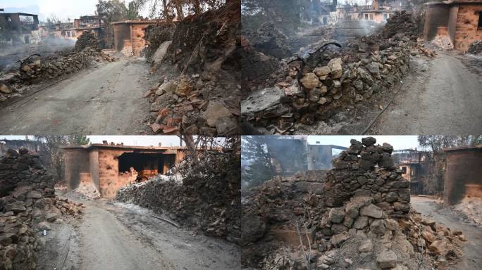 烧毁的森林、村庄和农村地区至土耳其