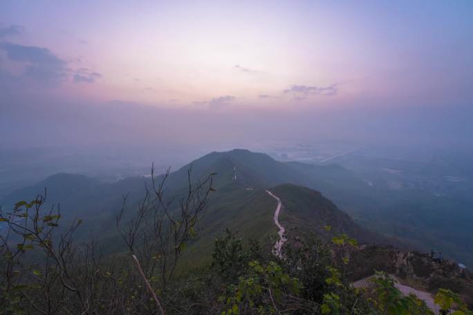 镇江京口区大港圌山五峰山云雾日出延时