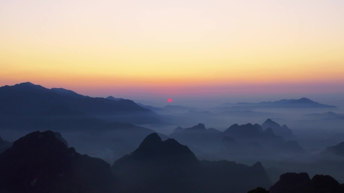 清远英德英西峰林日出 日升 山水 山