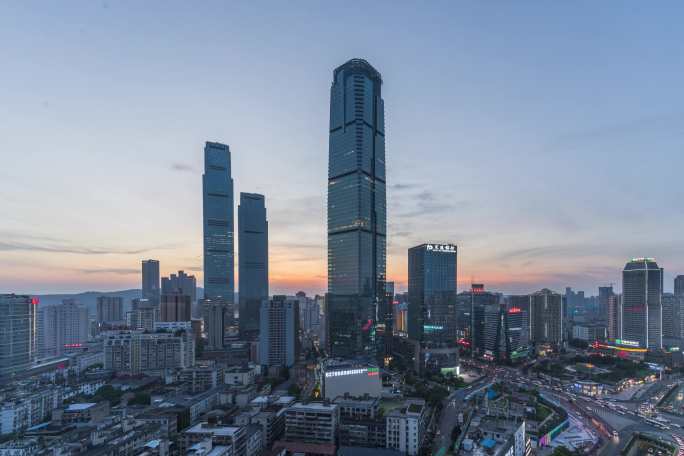 湖南长沙城市白天到夜间延时