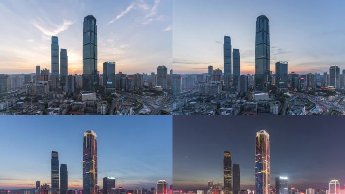 湖南长沙城市白天到夜间延时