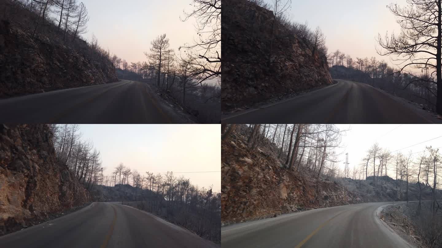 土耳其马尔马里斯，火灾后伊泽尔-图伦路之间的森林山路