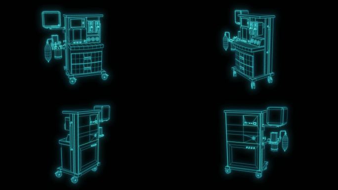 蓝色全息三维麻醉机【带通道】