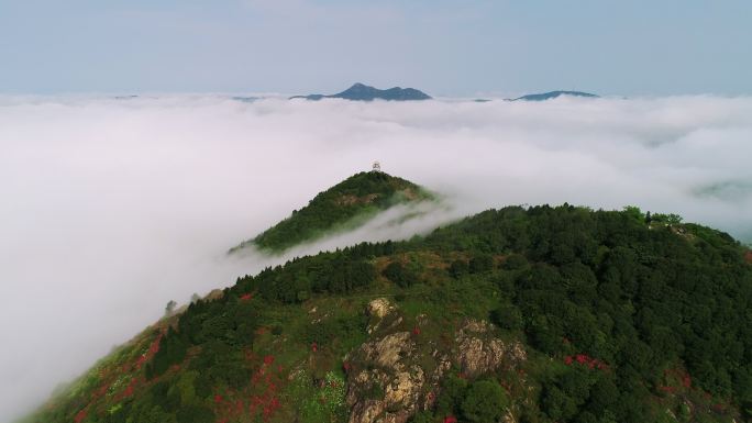 台州玉环市清港镇大雷头山云海风景景区航拍