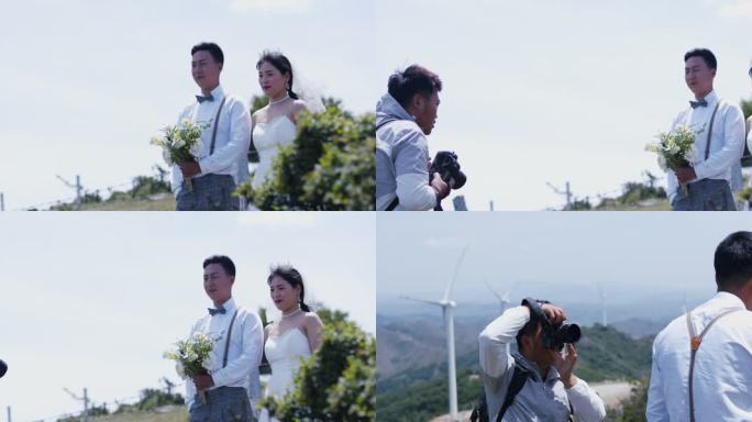 在山顶拍摄婚纱照