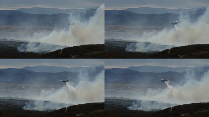 高地牧场科罗拉多州查特里奇大火野火烟雾奇努克消防直升机