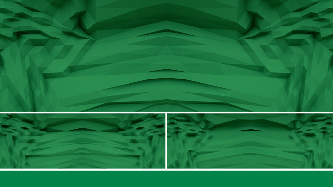 【宽屏时尚背景】绿色3D镜像折角几何起伏