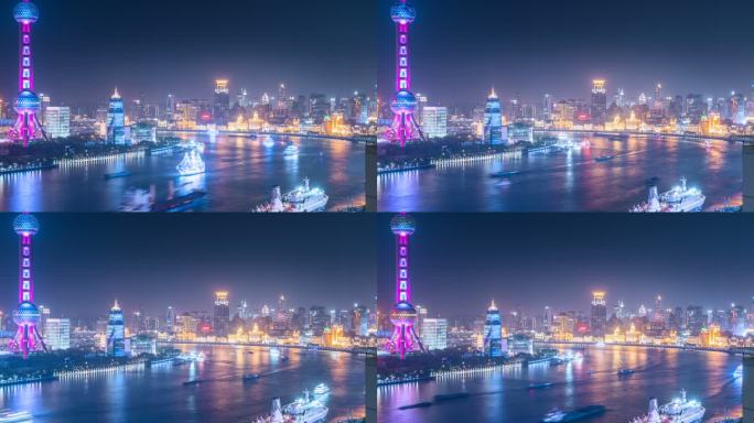 上海黄浦江大转弯夜景延时