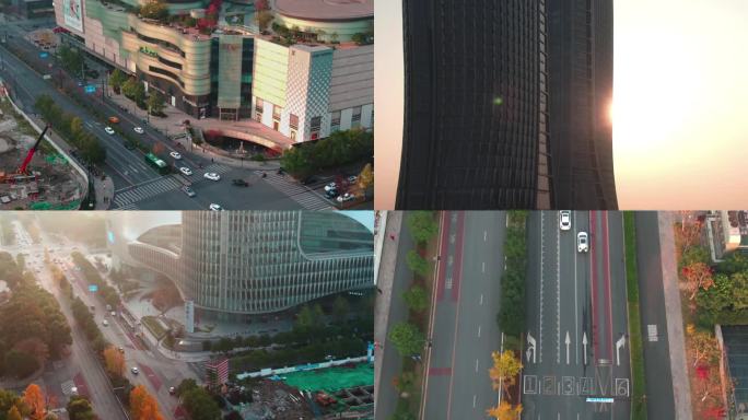 4K实拍杭州钱江新城市民中心航拍