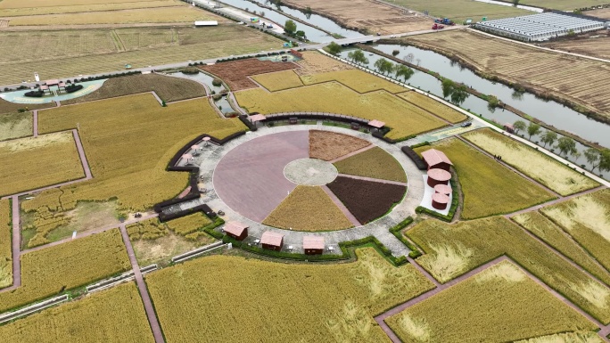 航拍南京湖熟现代农业示范园区