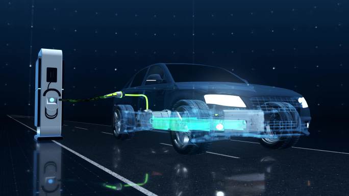 全息汽车模型充电桩三维动画展示视频素材