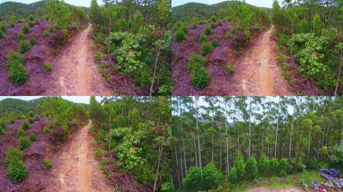 航拍山地越野车丛林赛道