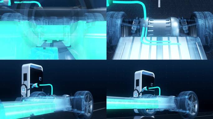 新能源汽车模型充电展示三维动画视频素材