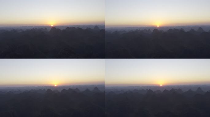 4k航拍日出朝阳天际线