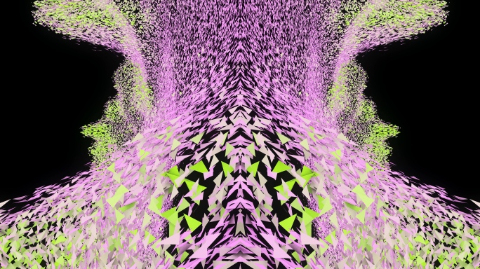 【4K时尚空间】粒子飞散粉绿花海虚幻镜像