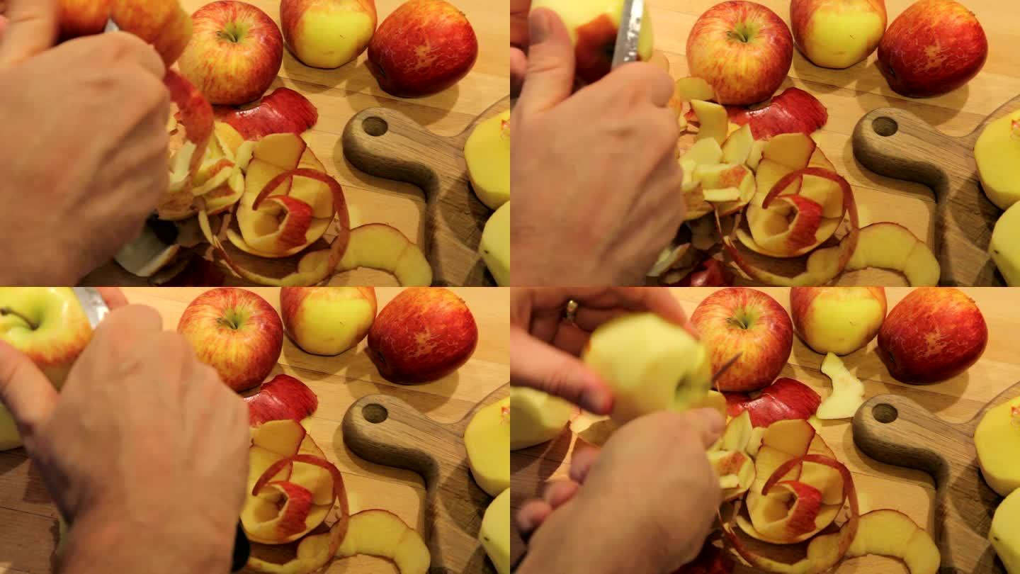 秋天削苹果皮手