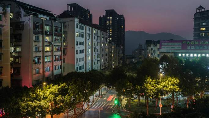 重庆云阳城区日转夜延时4K