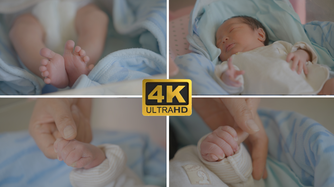 新生婴儿 妈妈抚摸婴儿小手 抚摸婴儿小脚