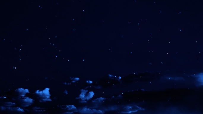 【HD天空】蓝色薄云唯美月光星空夜云朵朵