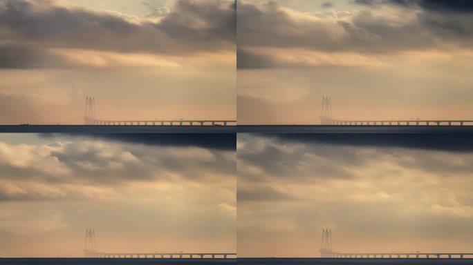 港珠澳大桥中国结 暖光清晨延时4k