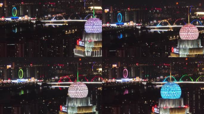 临沂夜景 城市大景航拍长焦镜头