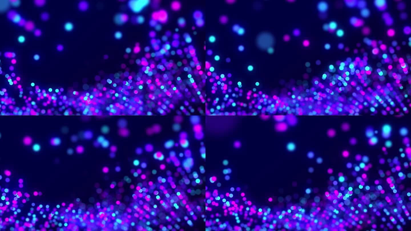 闪烁魔法多色粒子飞行4K可循环的抽象背景