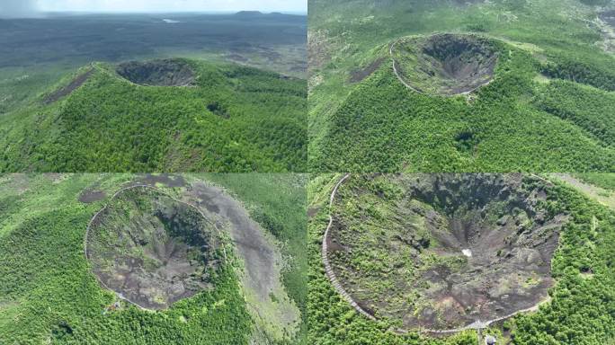 黑龙江五大连池老黑山火山口4K航拍