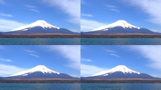 4k：日本山梨县山中湖的富士山