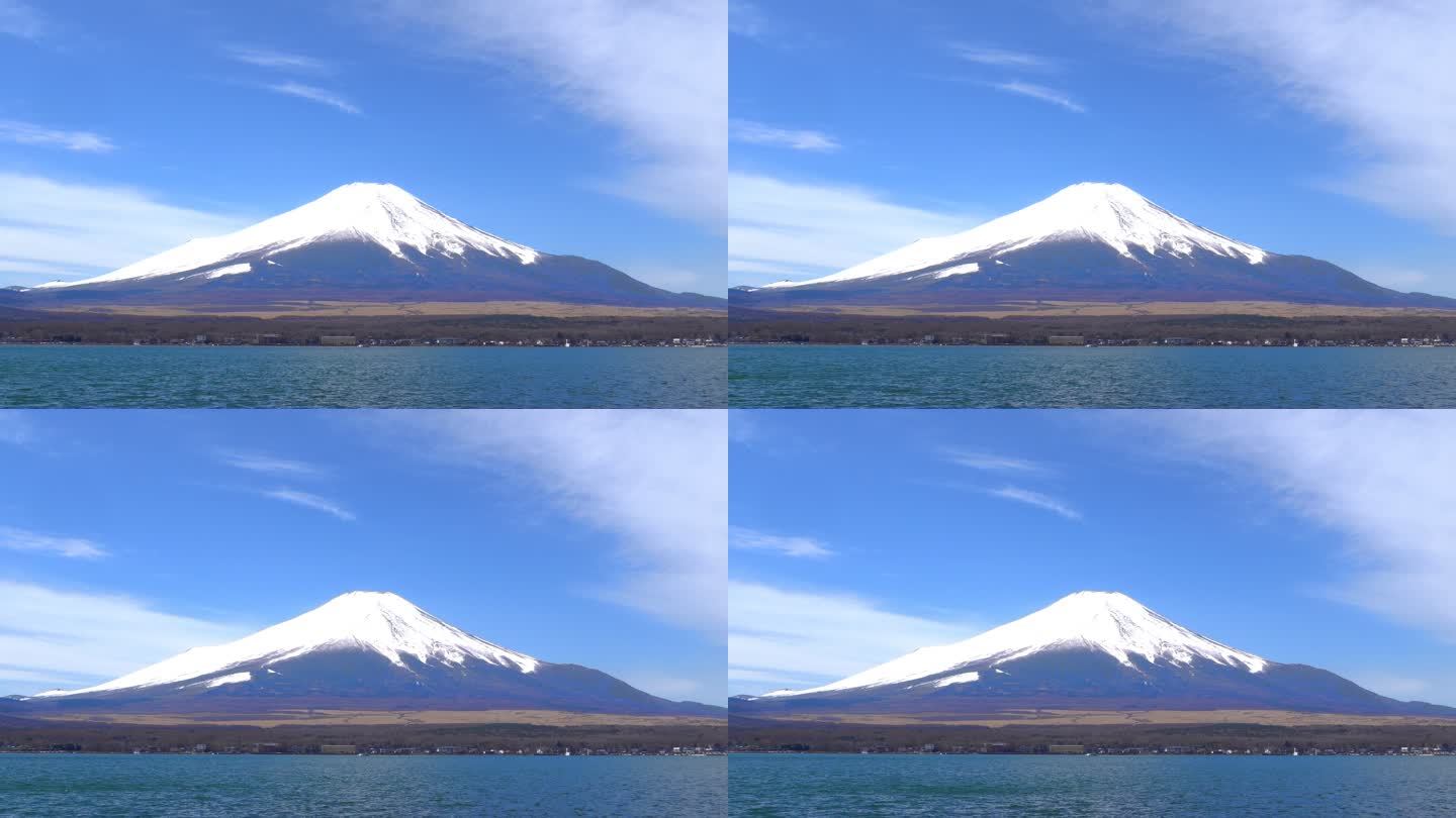 4k：日本山梨县山中湖的富士山