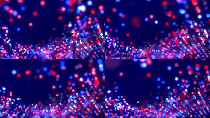 闪烁魔法多色粒子飞行4K可循环的抽象背景