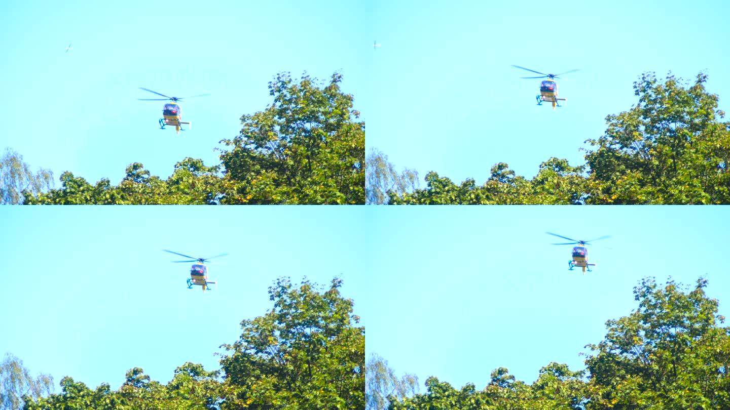 救援直升机升起军事机场战斗机部队