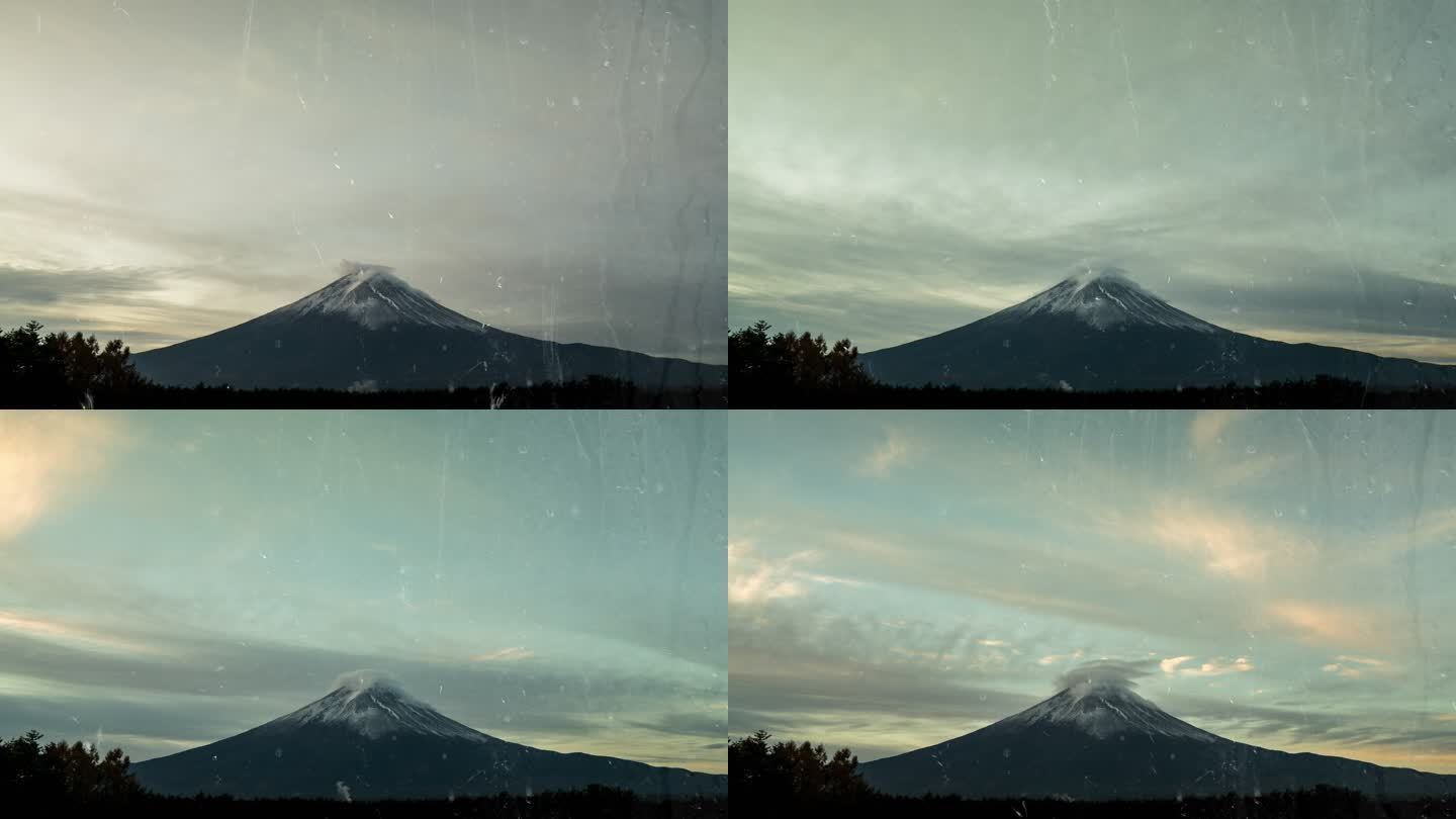 雨滴，时间流逝日本的大富士山。