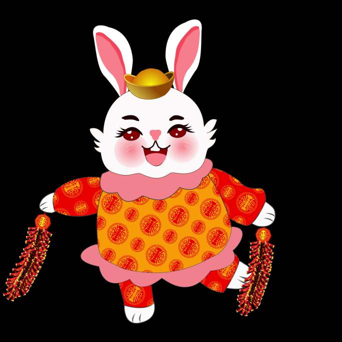 卡通兔子春节通道元素