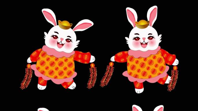 卡通兔子春节通道元素